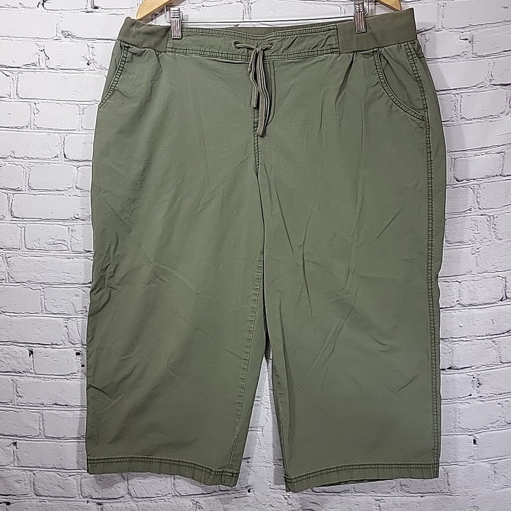 Lane Bryant Capri Pants Womens 18 Olive Army Green Drawstring Garden Casual - Picture 1 of 9